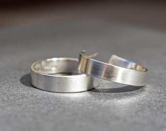 Satin Argentium Silver Hoop Earrings: Wide Chunky Hoops
