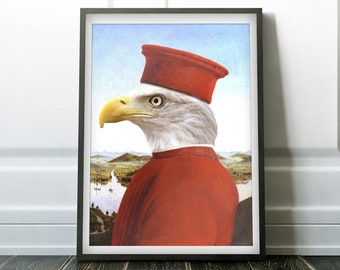 Portrait of Bald Eagle as Federico da Montefeltro - Print / Home Decor / Wall Art / Poster / Gift