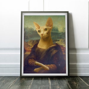 Mona Lisa Sphynx Cat - Print / Home Decor / Wall Art / Poster / Gift / Birthday / Sphynx Cat Lover Gift / Animal print