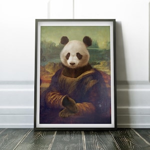 Mona Lisa Panda- Print / Home Decor / Wall Art / Poster / Gift / Birthday / Panda Lover Gift / Animal print