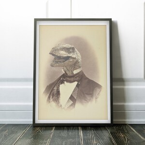 Gentleman Velociraptor having a Laugh - Print / Home Decor / Wall Art / Poster / Gift / Birthday / Dinosaur Lover Gift / Animal print