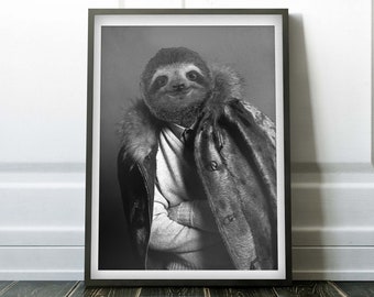 Handsome Sloth acting as a model - Print / Home Decor / Wall Art / Poster / Gift / Birthday / Sloth Lover Gift / Animal print