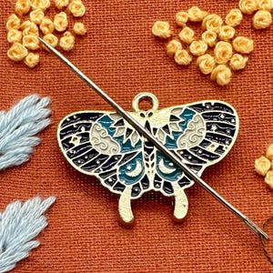 Needle Minders • Swallowtail Butterfly Magnetic Pendant • Craft Keeper • Blue Bug Charm Magnet