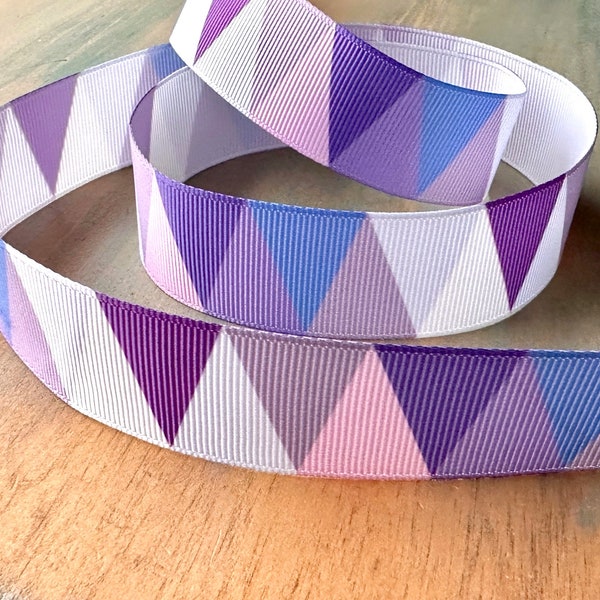 Purple TP Grosgrain Ribbon 10mm 25mm Lavender Geometric Triangle Ribbon Trim Hat Band Violet Trim Dress Craft