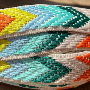 Chevron Fresh Jacquard Ribbon 25mm Spring Orange Aqua Arrow Tribal Ribbon Hat Band Green Embroidered