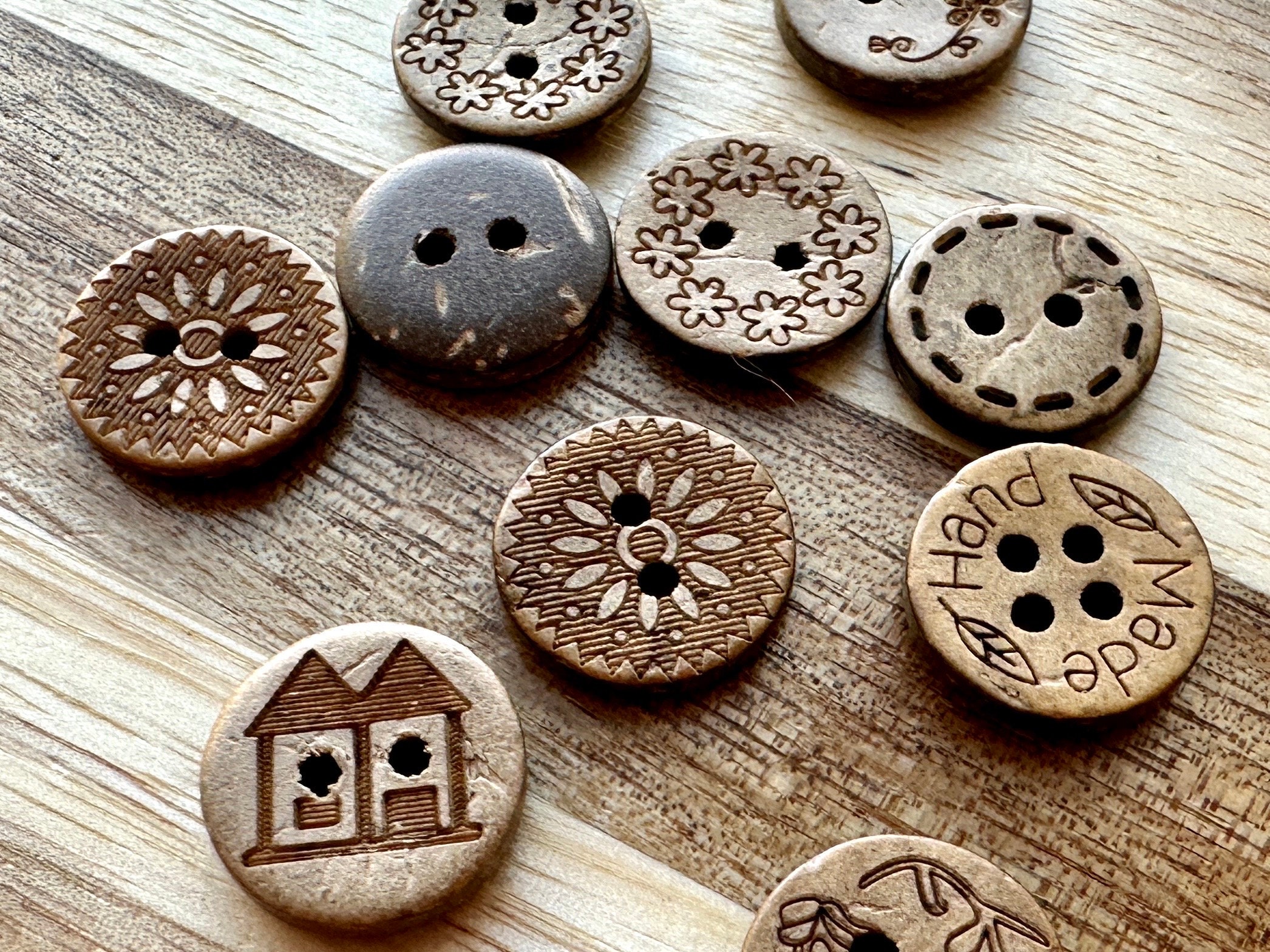 12mm Wooden Buttons, Saddle Brown Buttons, Espresso Brown Buttons, Small  Wooden Buttons, Dark Brown Buttons 