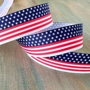 USA Flag Day Grosgrain Ribbon 25mm Red White and Blue Ribbon Patriotic Decor American Flag Celebrate America Fourth of July