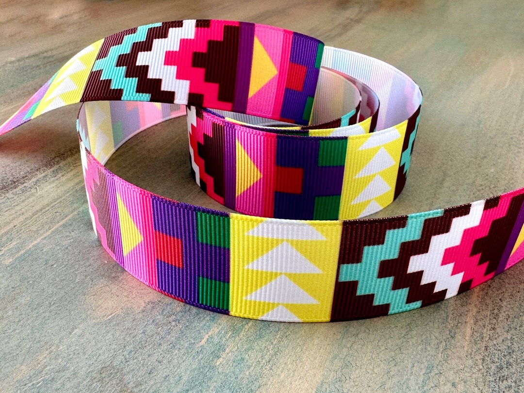 Trival Ribbon Rainbow Tribal Grosgrain Ribbon 25mm - Etsy