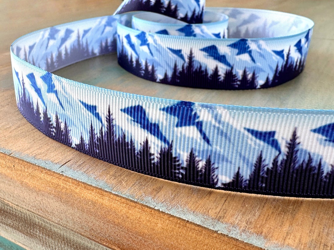 Snow Capped Mountain Grosgrain Ribbon 22mm Nature Ribbon Outdoor Party ...