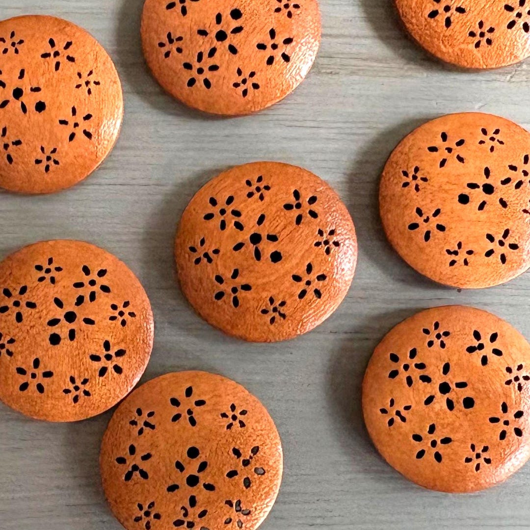 Stars Rustic Double-sided Wood Buttons 21mm Width 2 Eye (6 Piece Set ...