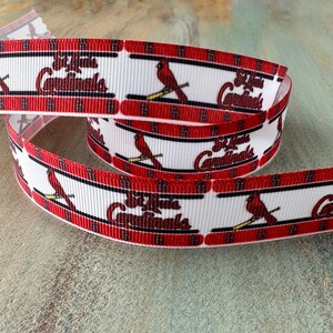 Cards Grosgrain Ribbon 22mm Red Baseball Cardinal Bird White Red Striped Trim for Dog Collar Base Ball Ribbon