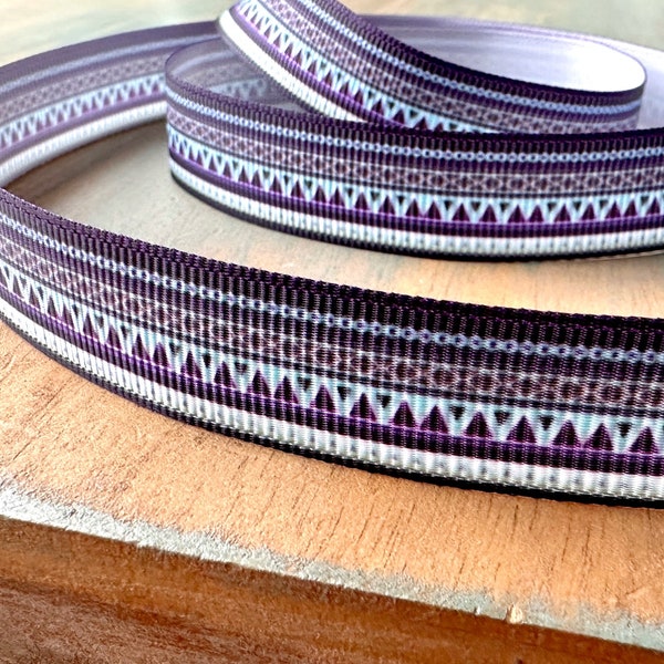 Tribal Gorgeousness Grosgrain Ribbon 16mm 22mm Purple Chevron Southwest Design for Girl Clothes Dress