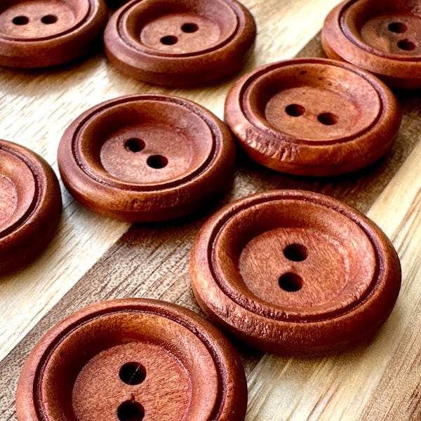 The Groove Buttons 5 Pieces 23mm Brown Wood Buttons Minimalist Wooden Fasteners for Cardigan Jacket Mens Coat