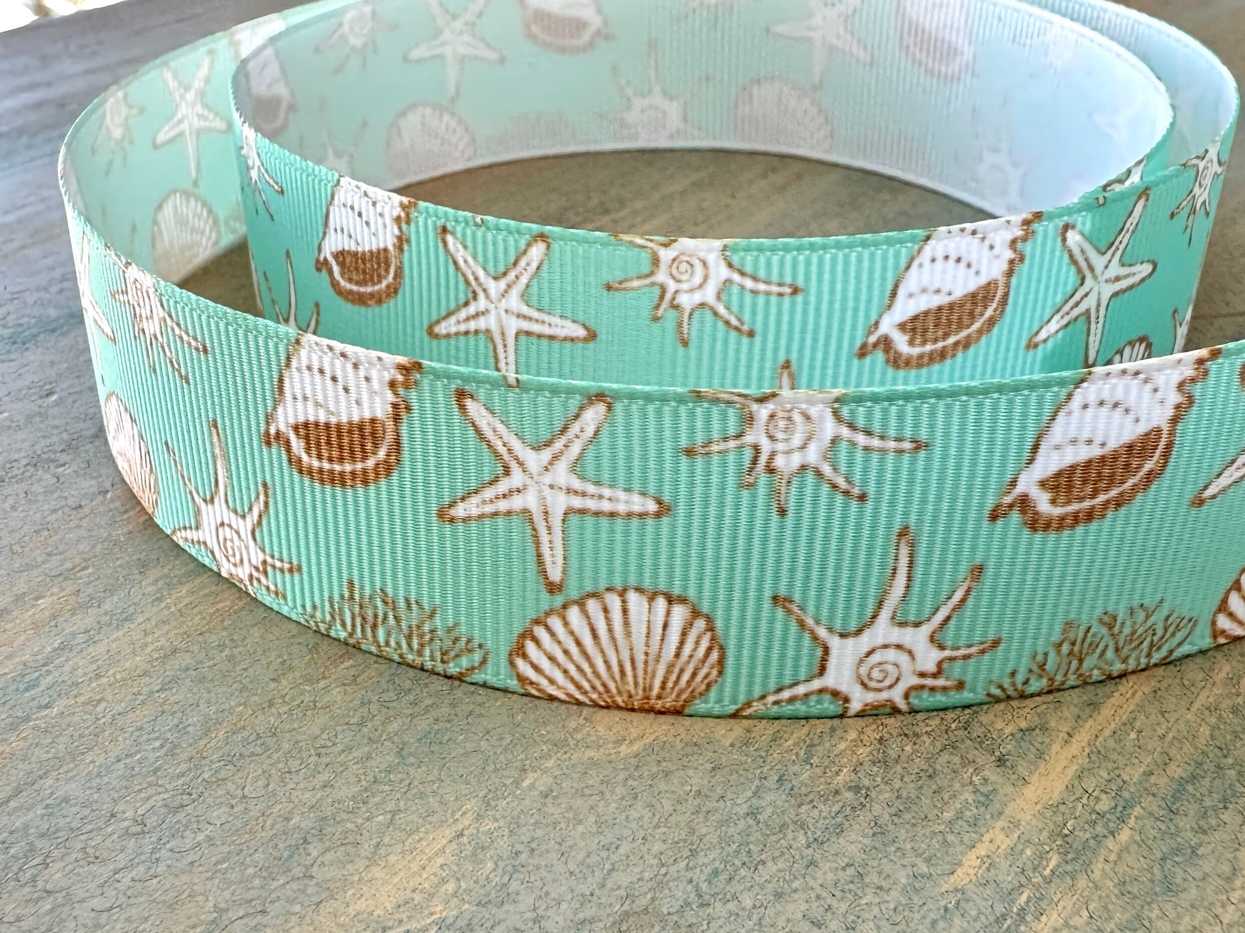 Sandhill Ribbons Seashell Sands Mint Green Grosgrain Ribbon 16mm 25mm - Etsy