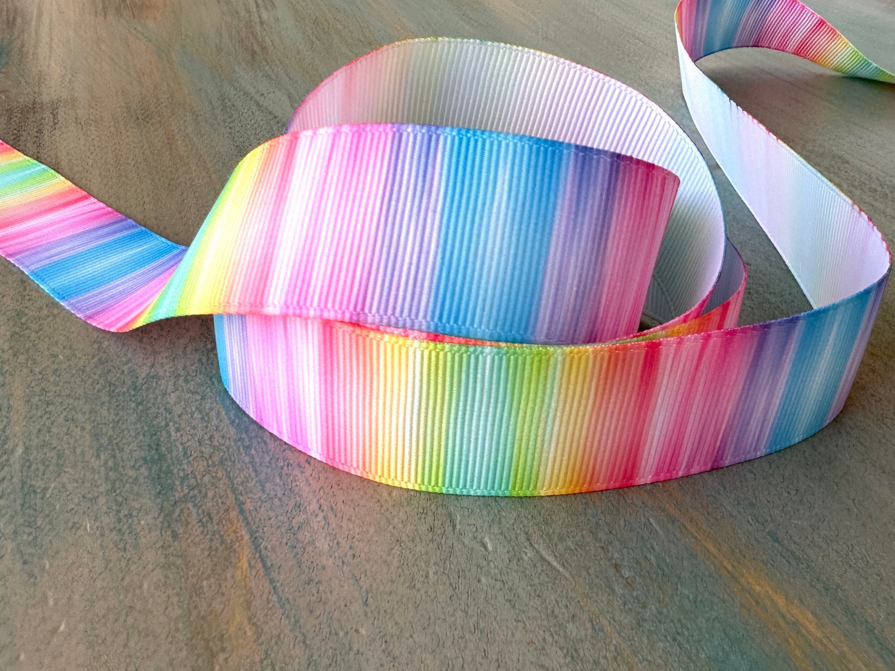 Rainbow Spectrum Grosgrain Ribbon 25mm Rainbow Design Striped Ribbon ...