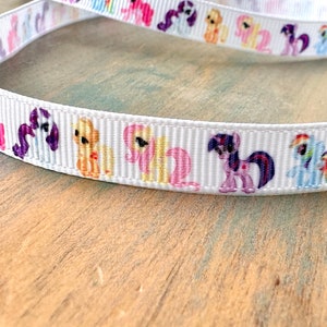 Pony Grosgrain Ribbon 10mm Little Horse Ribbon Rainbow Colors Spring Decor Baby Shower Birthday Gift Wrap My Little Pony
