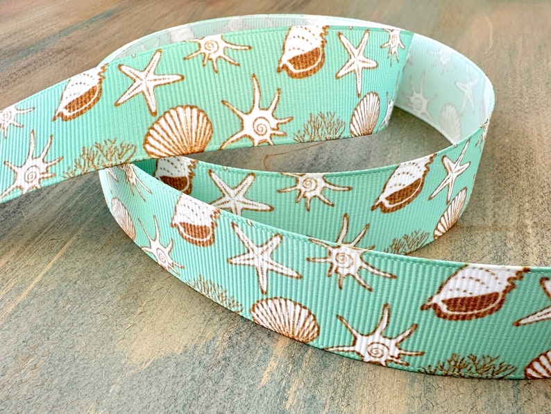 Sandhill Ribbons Seashell Sands Mint Green Grosgrain Ribbon 16mm 25mm - Etsy