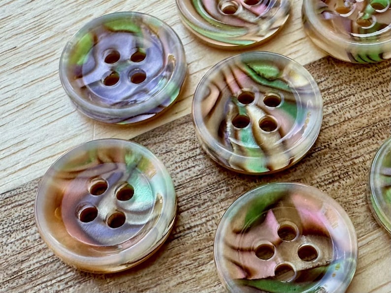 Multicolor Marbled Resin Button 15mm 25mm Premium 4 Eye (6 Piece Set ...