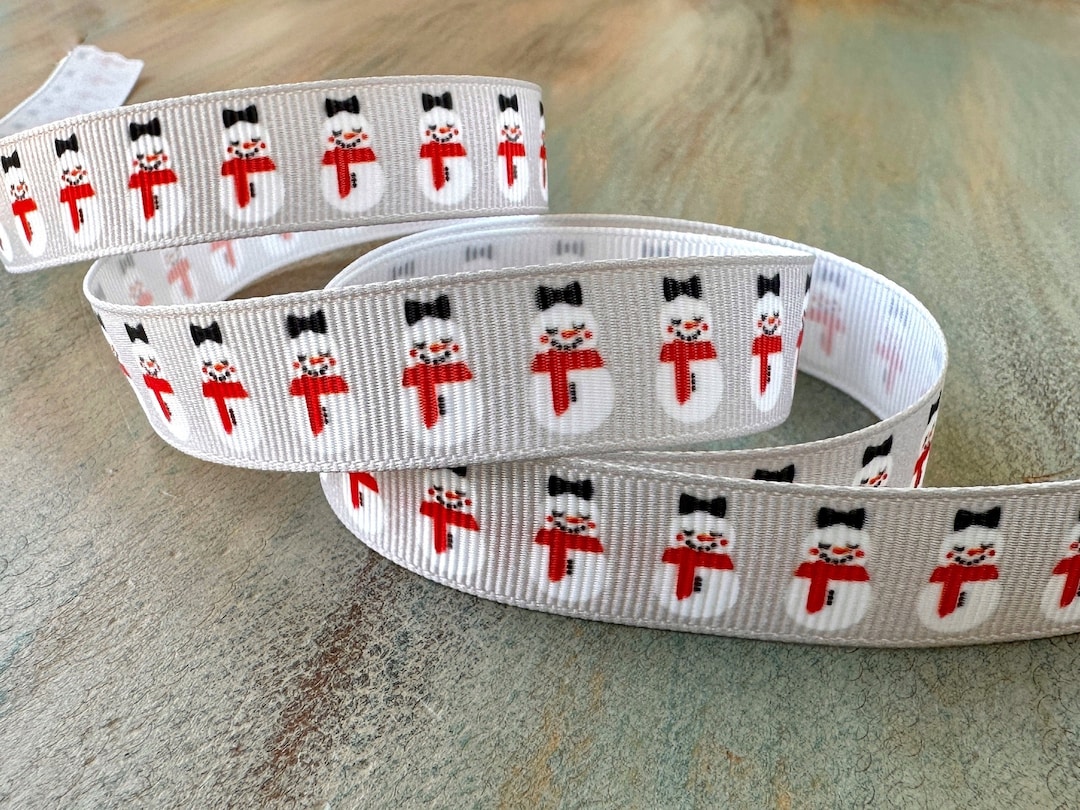 Winter Snowman Grosgrain Ribbon 10mm 16mm Gray Ribbon Holiday Trim Snow ...