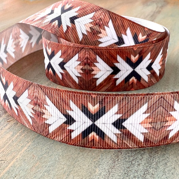 Tribal Journey Grosgrain Ribbon 10mm 16mm 25mm Brown Ribbon Wood Grain Design Rustic Craft Ribbon Woodgrain Ribbon Trim