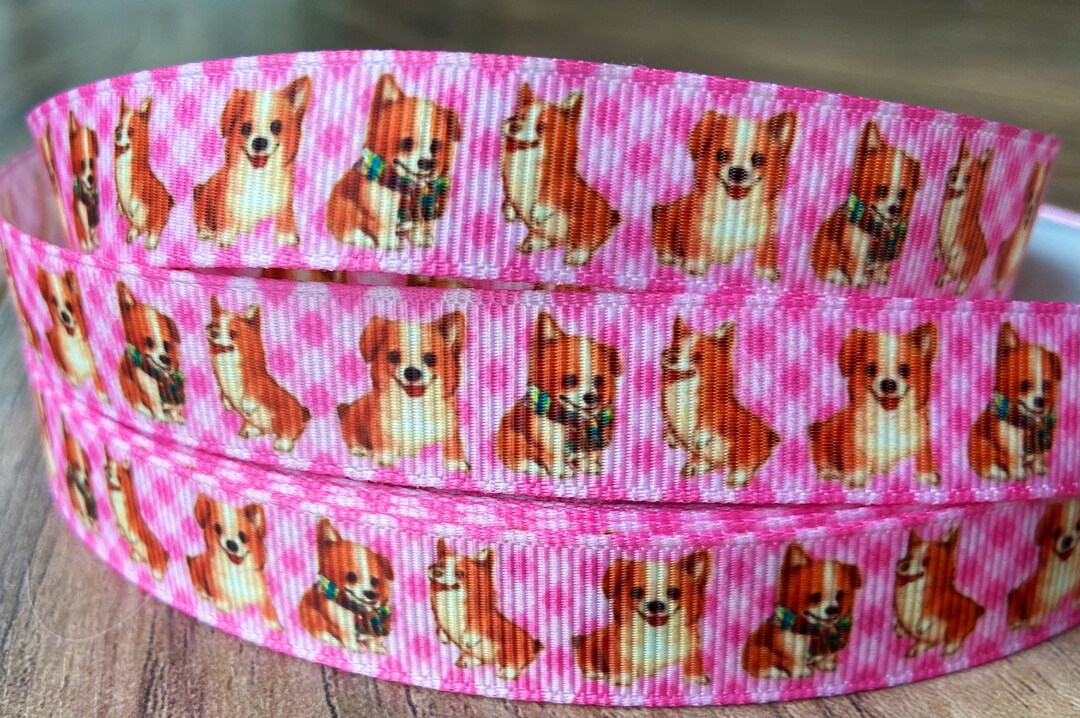 Corgieish Grosgrain Ribbon 16mm Pink Plaid Corgi Dog Ribbon - Etsy