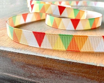 Orange n Reds Geo Grosgrain Ribbon 10mm 25mm Orange Circus Theme Ribbon Trim for Crafts Hat Band Doll Clothes Flag Ribbon