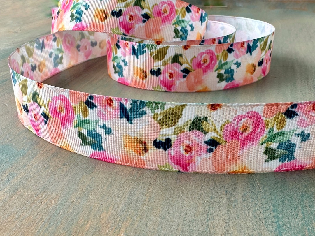 Flower Rain Grosgrain Ribbon 16mm 25mm Gorgeous Pastel Grosgrain Ribbon ...