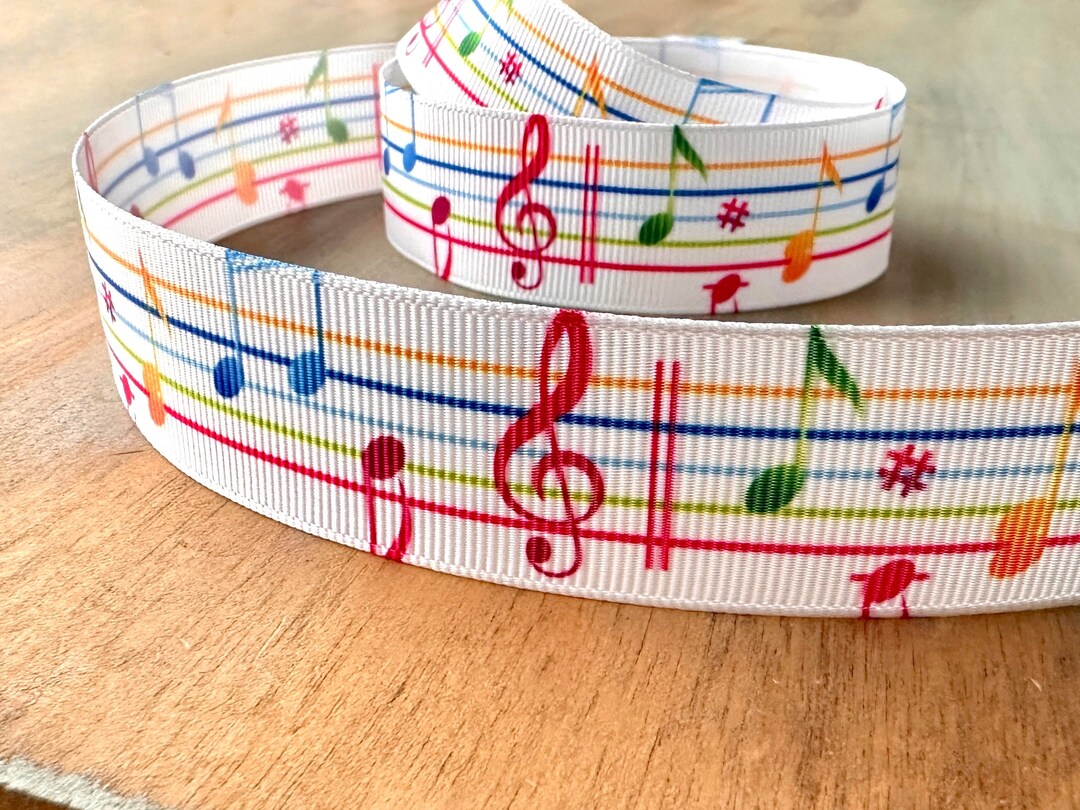 Rainbow Notes Grosgrain Ribbon 10mm Colorful Music Ribbon Gift for ...
