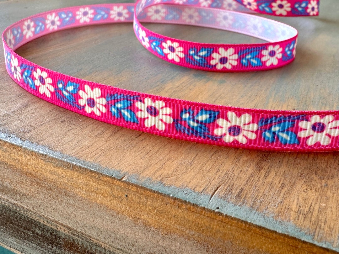 Pink Ribbon Post Petite Hot Pink Flower Grosgrain Ribbon 10mm Pretty Pink Hot Stamp ...