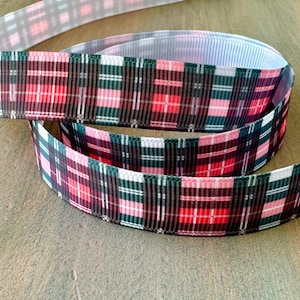 Plaid Grosgrain Ribbon 10mm 16mm Red Green Plaid Christmas Party Decor Stocking Red Holiday Plaid