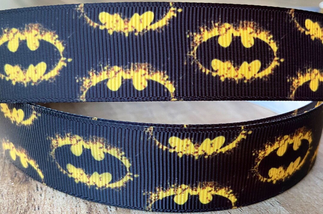 Bat Dude Grosgrain Ribbon 10mm 15mm 25mm Super Hero Black Yellow Ribbon ...