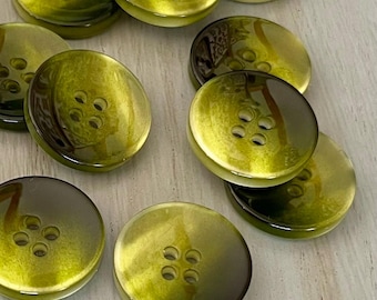 Kiwi Ombre Gradient Resin Buttons 18mm 21mm 4 eye Fastener (6 piece set)