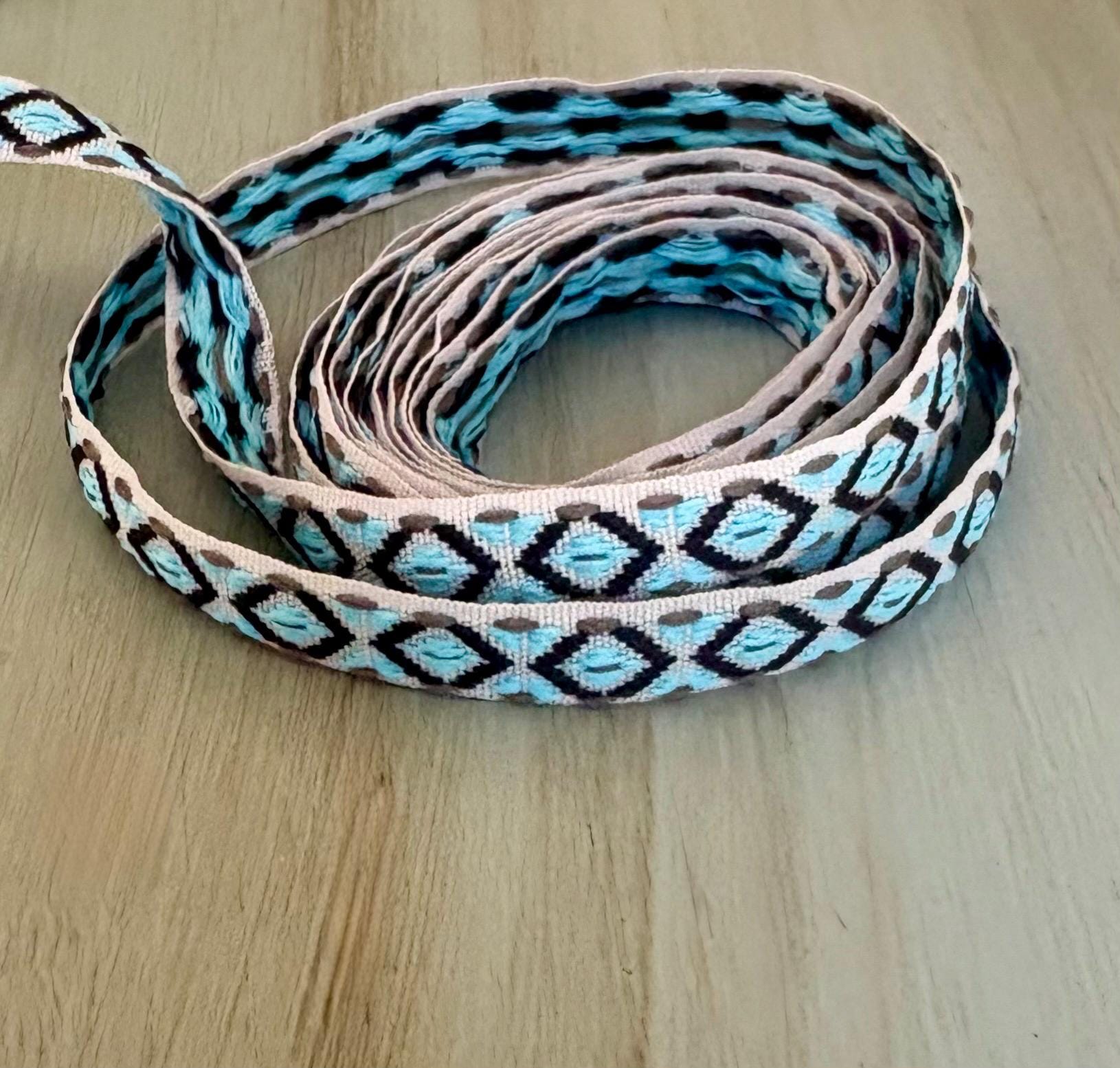Jacquard Ribbon Blue Diamond Patterned, 10mm Width (2 Yard Bundles) - Etsy