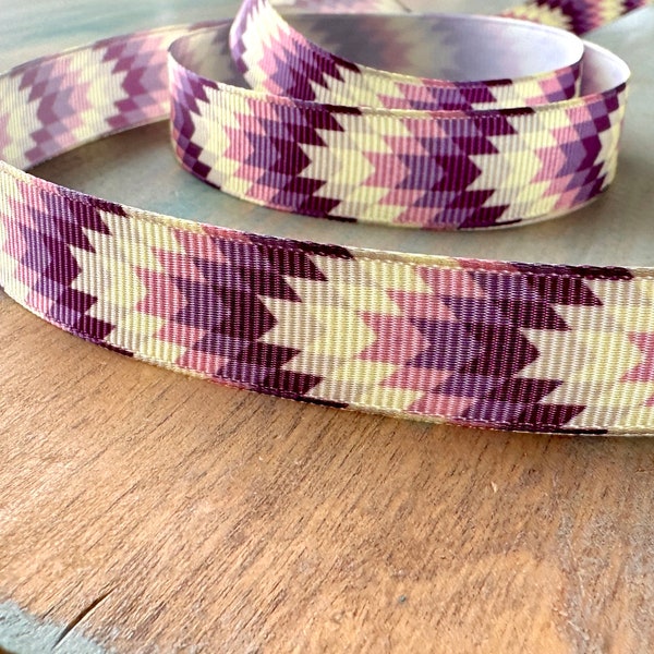 Cool Aztec Grosgrain Ribbon 9mm 15mm 25mm Purple Aztec Ribbon Tribal Chevron Design for Dress Crafts