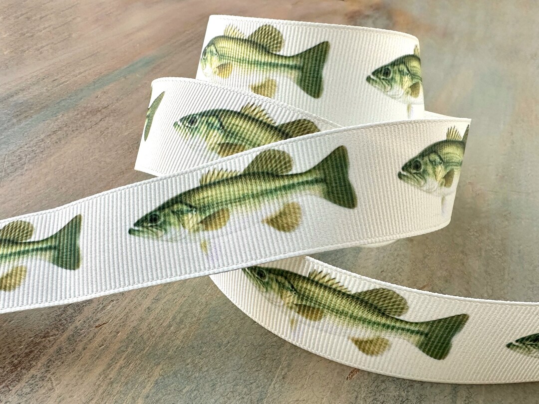 Fishin Ribbon Grosgrain Ribbon 16mm 25mm Bass Ribbon Fishing Theme