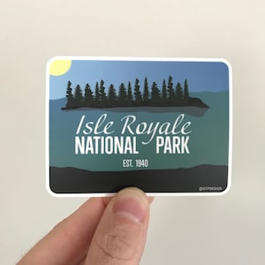 Isle Royale National Park Vinyl Sticker Michigan | Water Bottle, Laptop, Car | Typography, Gift, Stocking Stuffer, Present, Decal, Lake