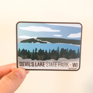 Devil's Lake State Park Vinyl Sticker Wisconsin | Water Bottle Laptop Car | Gift Stocking Stuffer Present Decal