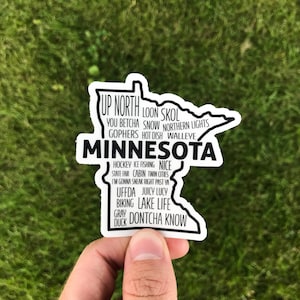 Minnesota State Clear Vinyl Sticker | Water Bottle, Laptop, Car | Typography, Outline, Gift, Stocking Stuffer, Present