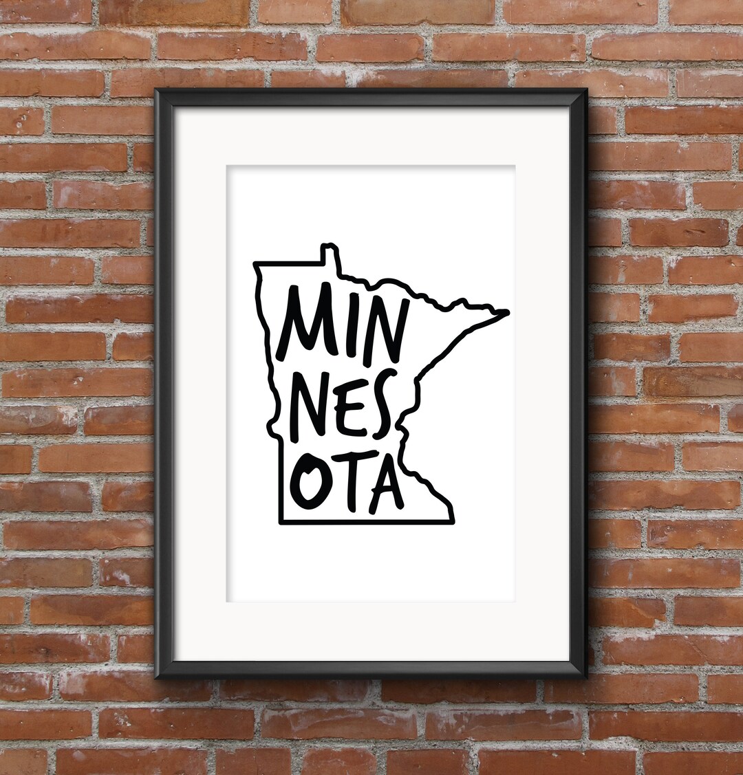 Instant Download Minnesota State Outline MN Print 8x10 Poster, Card, Map, State, Outline, Wall ...