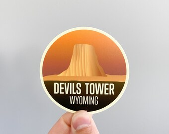 Devils Tower Vinyl Sticker | Wyoming Butte NPS Hike Outdoors | Water Bottle Laptop Car Decal Gift Idea