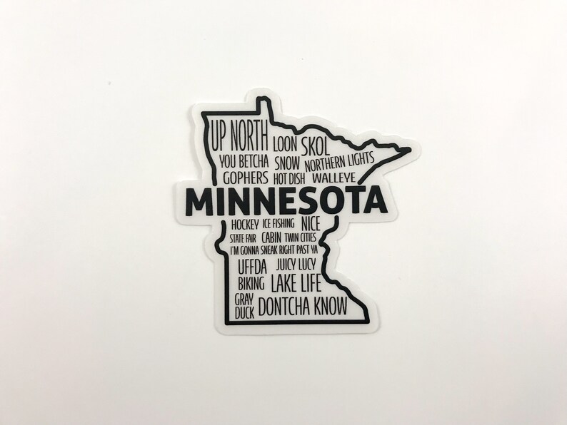 Minnesota State Clear Vinyl Sticker Water Bottle Laptop Etsy