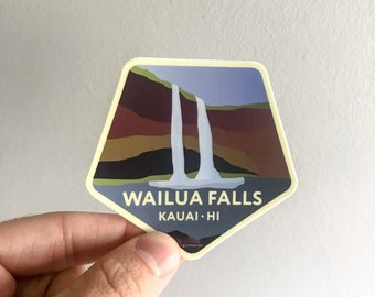 Wailua Falls Vinyl Sticker | Kauai Hawaii Hi | Water Bottle Laptop Car | Die cut Decal Gift Idea