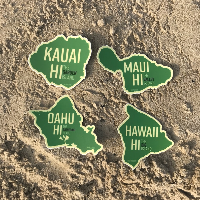 Hawaii Islands Sticker Set all 4 Maui Kauai Oahu Big Etsy
