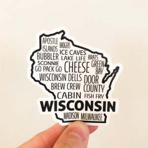 Wisconsin Clear Diecut Vinyl Sticker | Water Bottle, Laptop, Car | Typography, State Outline, Gift, Stocking Stuffer, Present