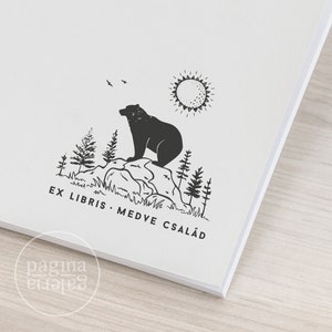 Bear on the rock  Exlibris stamp,   Book Stamp,Personalized Stamp,Custom,Unique Personal Stamp,Ex-Libris Rubber Stamp, Custom Stamp,Sceau