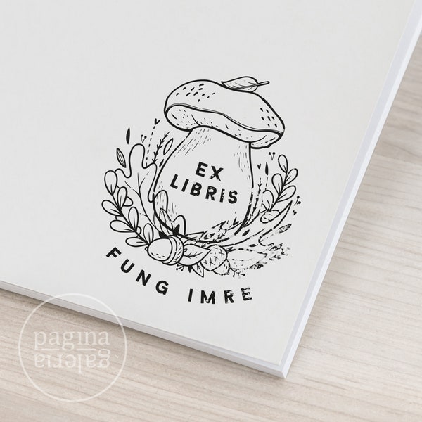 Forest mushroom BOOK STAMP , Exlibris stamp,  Book Stamp,Personalized Stamp,Unique Personal Stamp,Ex-Libris Rubber Stamp, Custom Stamp,Sceau