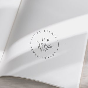 PETER F. CIRCLE Exlibris stamp,   Book Stamp,Personalized Stamp,Custom,Unique Personal Stamp,Ex-Libris Rubber Stamp, Custom Stamp,Sceau