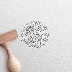 MANDALA LINE SIGNATURE   Exlibris stamp,   Book Stamp,Personalized Stamp,Custom,Unique Personal Stamp,Ex-Libris Rubber Stamp, Custom Stamp,