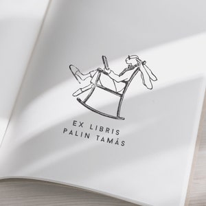 ROB RABBIT Exlibris stamp,   Book Stamp,Personalized Stamp,Custom,Unique Personal Stamp,Ex-Libris Rubber Stamp, Custom Stamp,Sceau