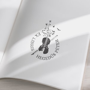 VIOLIN HEADING  Exlibris stamp,   Book Stamp,Personalized Stamp,Custom,Unique Personal Stamp,Ex-Libris Rubber Stamp, Custom Stamp,Sceau